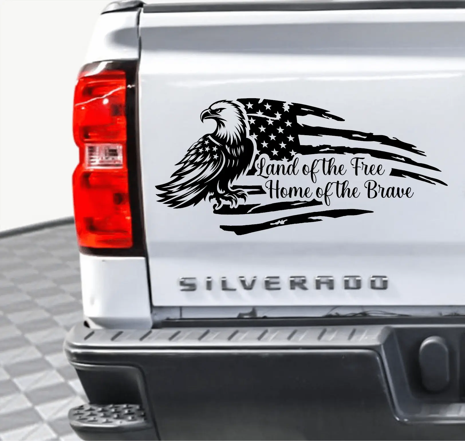 Standing Eagle Flag Decal – Patriotic Vinyl Sticker for Vehicles, Trucks, and More