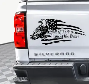 Standing Eagle Flag Decal – Patriotic Vinyl Sticker for Vehicles, Trucks, and More