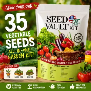 35 Variety Mixed Heirloom Vegetable Seeds Pack – Sturdy Seed Vault for Daily Planting & Emergency Survival, Natural Non-GMO Veggie Seeds, Premium Garden Gift