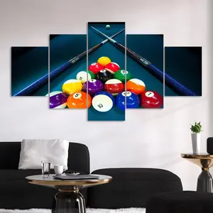Billiards Competition Pattern Canvas Unframed Painting, 5 Counts/set Modern Abstract Design Wall Art Poster, Modern Home Decoration Wall Art Decor for Home Living Room Bedroom Office