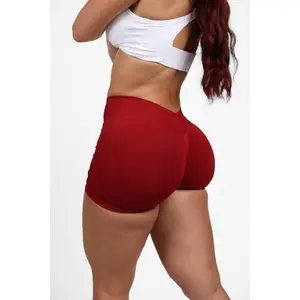Soft Cherry Red V-Back Shaping Scrunch Butt Shorts