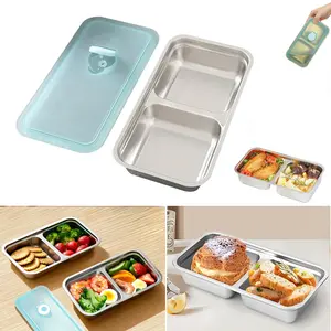 Stainless Steel Snack Box Double Layer Reusable Dishwasher Safe Leak-Proof Food-Grade 304 Ideal for Travel Outdoor Camping Work Study