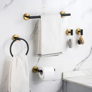 Bathroom Storage Set, Towel Holder Rod, Toilet Paper Rack, Door Hook, Multi-Functional Organizer, Wall-Mounted, 1 Set, Bathroom Organizing Accessories, Bathroom Essentials Accessories