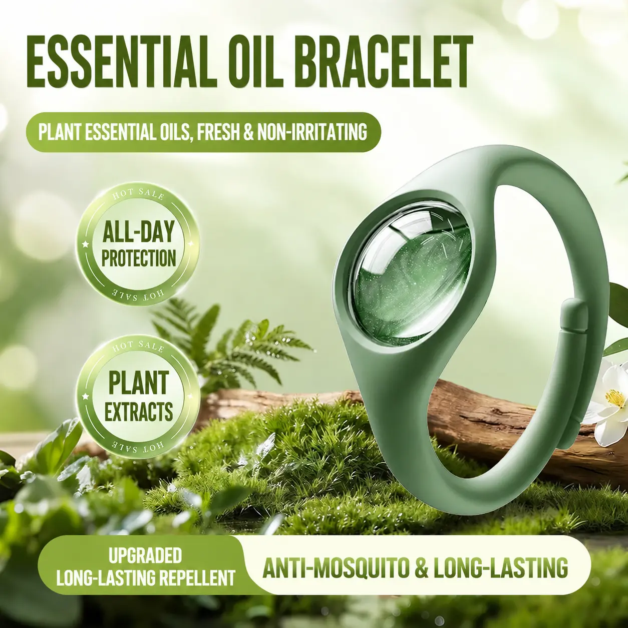 Premium Outdoor Wristbands Infused with Essential Oils, Adjustable Silicone Wristbands for Adults - Natural Plant-based Summer Gear Camping Essentials & Hiking Travel Must Haves