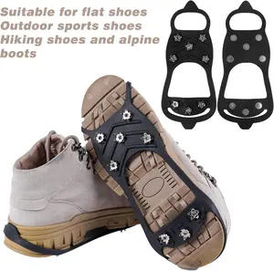 A Pair Of Non Slip Gripper Spike Ice Traction Cleats Walk Traction Cleat Durable Ice Snow Grips for Shoes, Boot with 8 Steel Studs Crampons