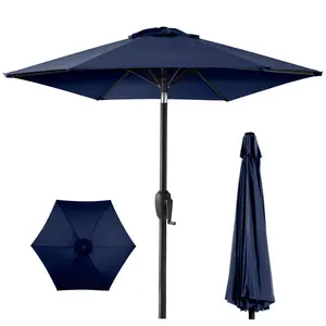 Outdoor Patio Umbrella 7.5FT | Garden Parasol with Crank & Push Button Tilt | Heavy Duty Market Table Umbrella | Patio Parasol with Steel Pole, Vented Canopy | Garden Umbrella UV Sun Shade for Garden, Deck & Backyard (Multiple Colors)