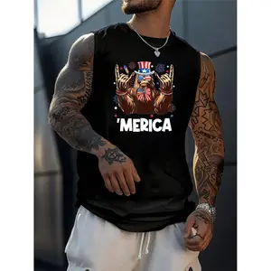 men gifts casual vests merica bigfoot patriotic american flag july 4th rock vests