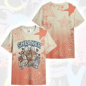 MatchYourKick Unisex Graffiti 3D T-Shirt – Girlz Starz Crimson Bliss AOP T-Shirt, Oversized Streetwear Fit, Sneaker Match Tee