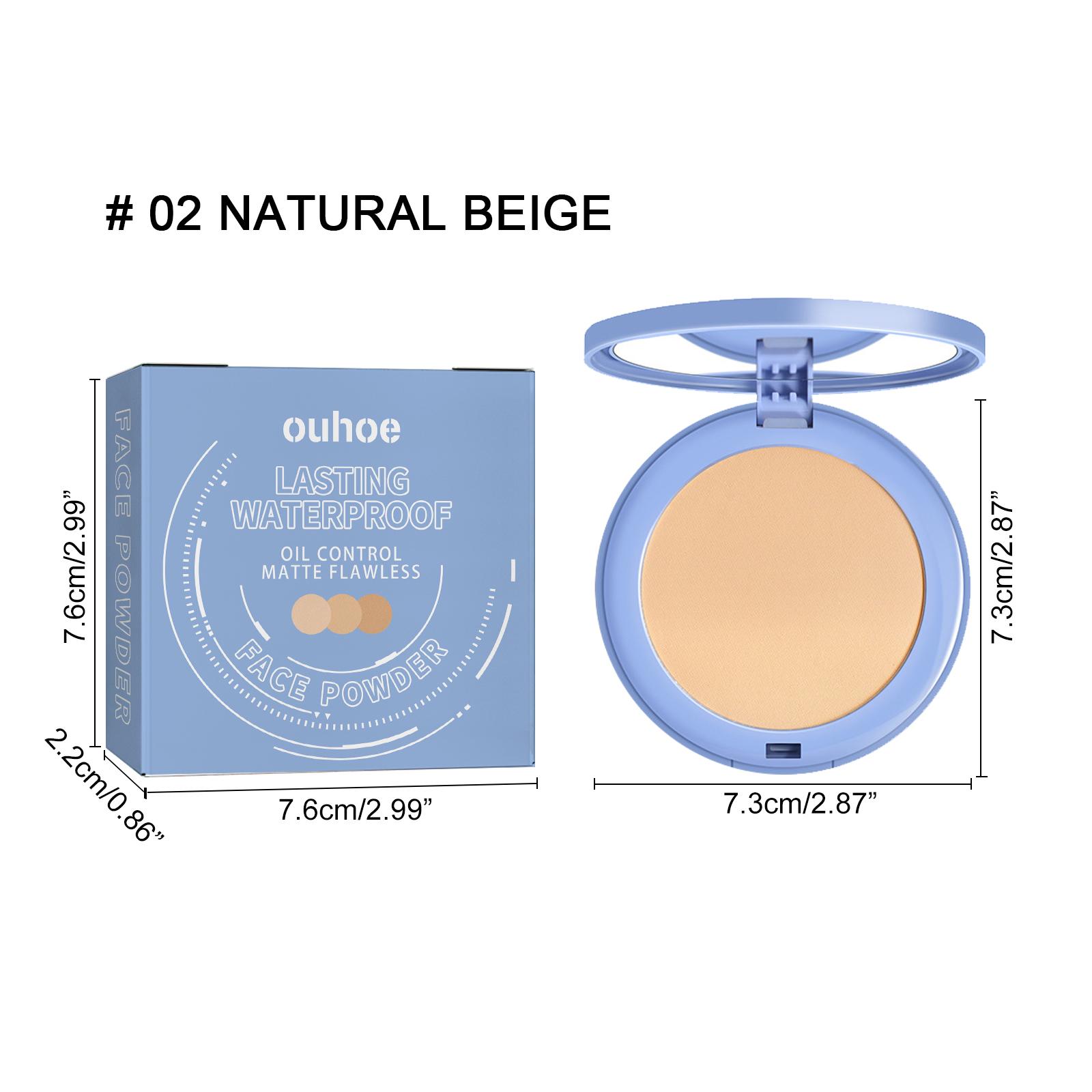 OUHOE Soft Compact Powder Summer Oil Control Flawless Makeup Setting Powder Lightweight With Powder Puff Delivers Matte Even Complexion Cosmeti