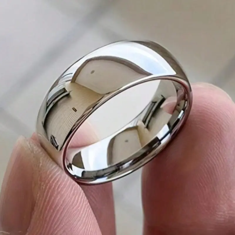 1pc Classic Silvery Golden 6MM Stainless Steel Band Ring, Minimalist Design, Elegant Casual Ring, Unisex Jewelry Gift for Wedding and Anniversary, Fashion Rings