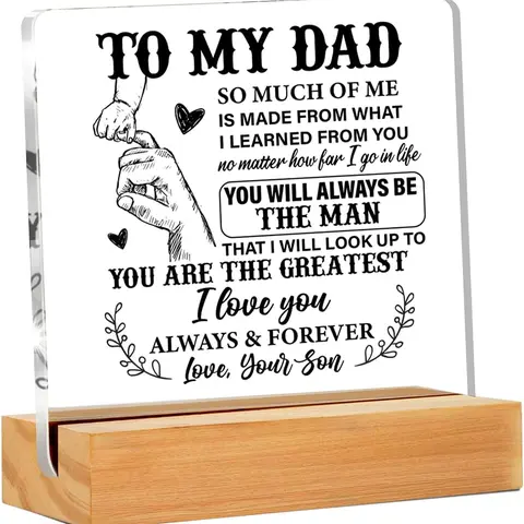 To My Dad Letter-Patterned Acrylic Ornament, Creative Desktop Decoration, Acrylic Plaque Sign for Home & Office, Desk Decoration Ideal for Dad Gifts，perfect gift for valentine's day，birthday，father's day&thanksgiving