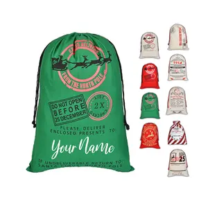 Personalized Christmas Santa Sacks - Custom Canvas Gift Bags for Holiday Keepsakes - 12 Festive Designs