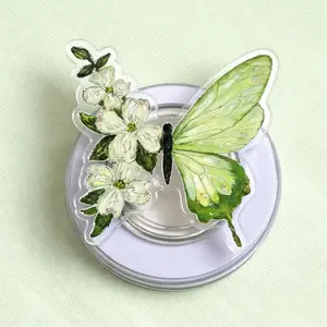 Elegant Butterfly and White Blossom Magsafe Phone Grip - Magnetic Pop Socket & Kickstand - Spring Gift