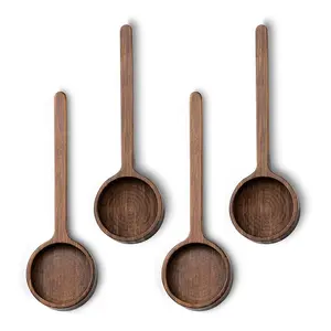 4 Pcs Coffee Wooden Scoop for Canisters Jars Small Coffee Scoop for Ground Caf Walnut Wood Measuring Spoons Home Kitchen Accessories for Beans, Tea, Sugar, Bath Salt