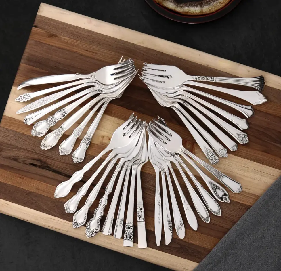 Mismatched Vintage Silverplate Salad Fork Set, Eclectic Antique Style Silverware, Unique Table Setting for Dinner Parties, Sets of 2, 4 or 8