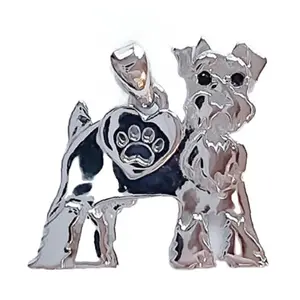A Dogs Paradise Schnauzer Pendant Necklace – Sterling Silver 925, 18-Inch Chain. – Rhodium Plated, Black CZ Eyes, 18-Inch Cable Chain, Dog Lover Jewelry, Designed STORE.