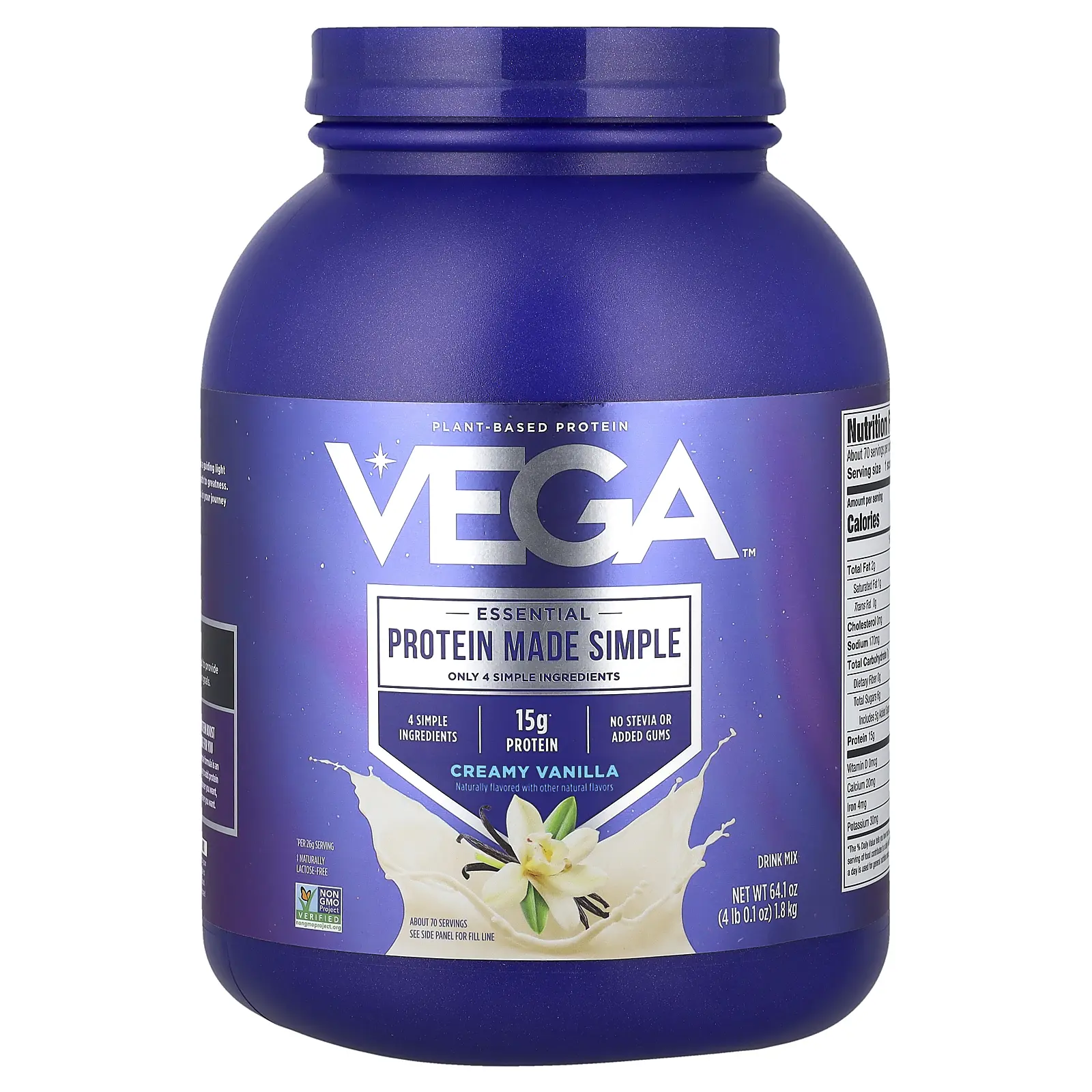 Vega Plant Based Protein, Creamy Vanilla, 4 lb 0.1 oz (1.8 kg)
