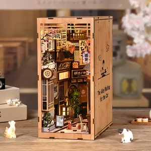 Japanese Alley Street DIY Book Nook Kit – Handmade Miniature Dollhouse with LED Light | Cat Alley Diorama Gift