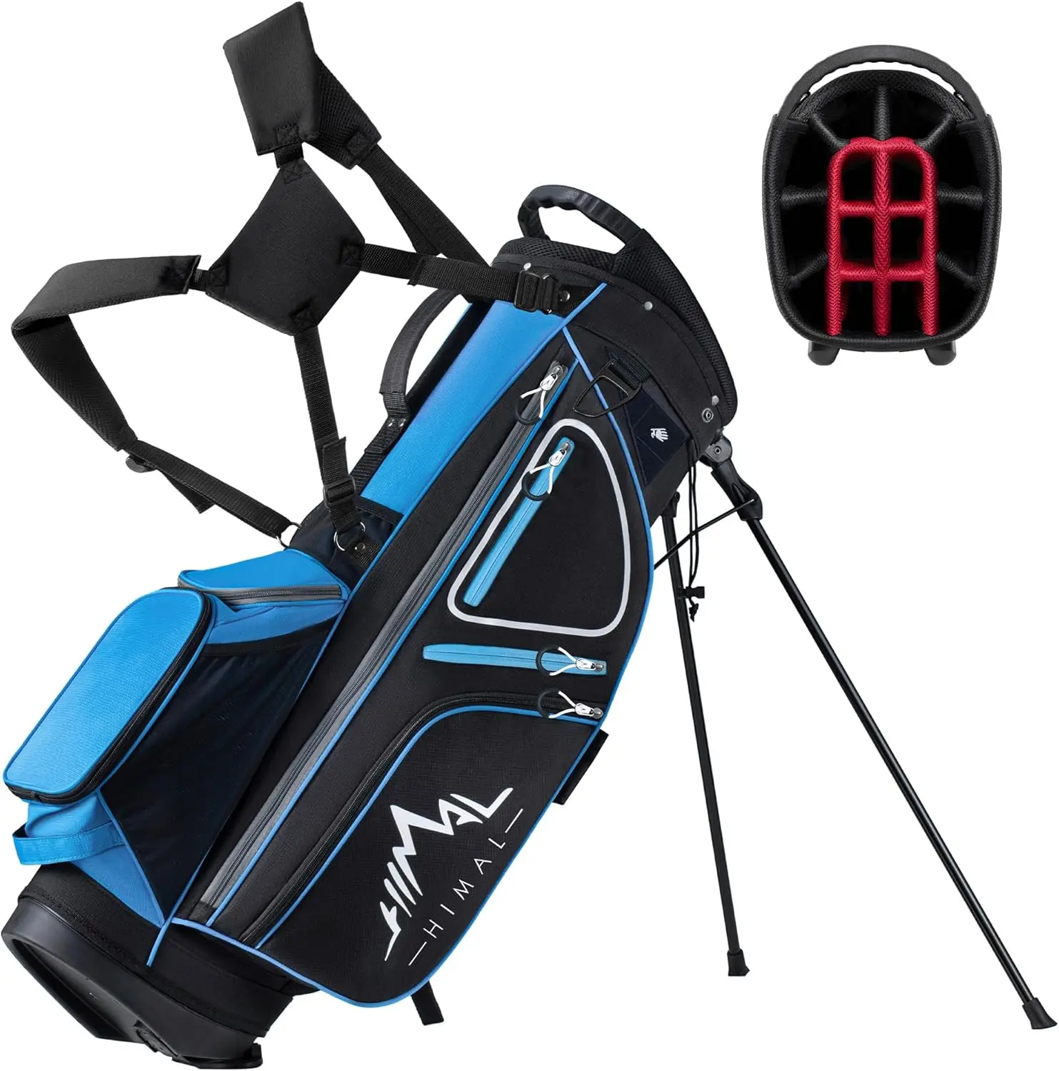 GoHimal 14-Way Golf Stand Bag - Outdoor Sport Golf Equipment with Top Dividers, Ergonomic Design, 10 Pockets, Waterproof Materials, Indestructible Craftsmanship, Unshakable Dependability, Unparalleled Club Protection, Golfing, Tailored Storage Mastery, Es