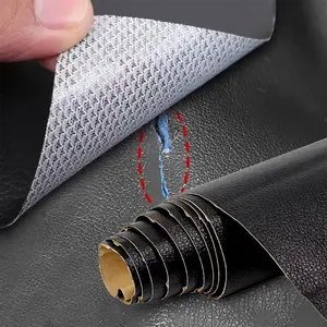 Black Faux Leather Repair Patch, 15.8x196.9in Cuttable Sheet - DIY Peel & Stick Fix for Sofa, Car Seat