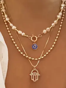 Vintage Evil Eye Design Necklace, Fashion Jewelry for Party, Daily Clothing Decor, Trendy All-match & Exquisite Jewelry for Birthday Gift