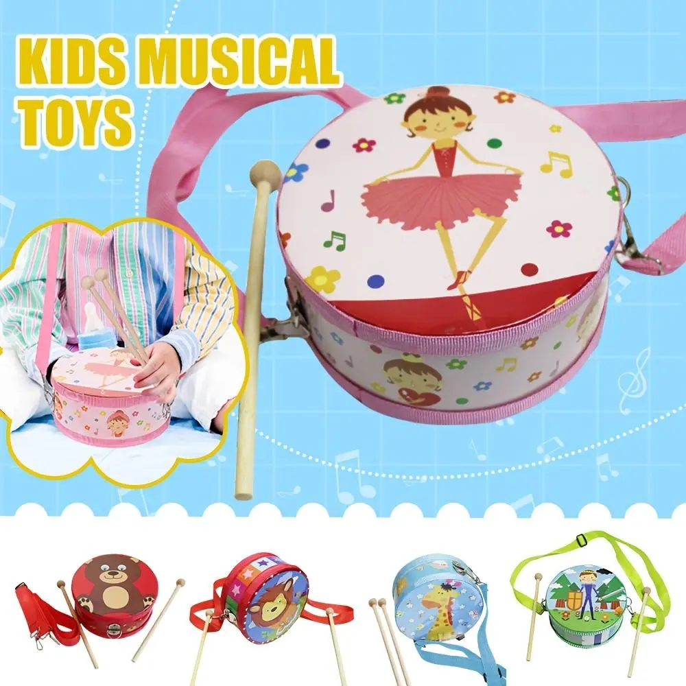 6-Inch Snare Drum, Wooden Construction, Featuring an Adjustable Strap And Two Drumsticks. A Sensory Instrument Suitable for Both Boys And Girls