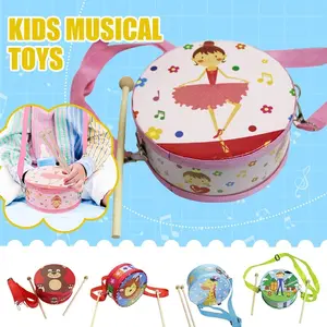 6-Inch Snare Drum, Wooden Construction, Featuring an Adjustable Strap And Two Drumsticks. A Sensory Instrument Suitable for Both Boys And Girls