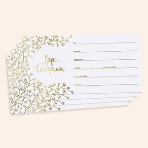 SWEETZER & ORANGE Gold Foil Gift Certificate Cards - Elegant and Distinctive Design