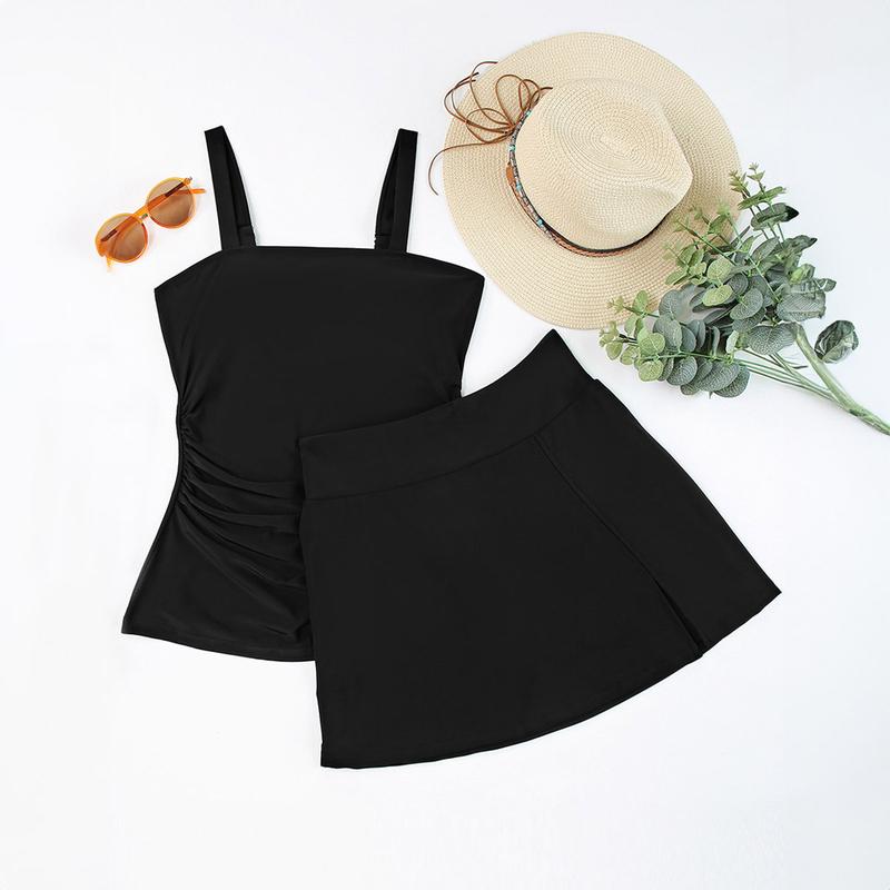 Aleumdr Women Vintage Two Piece Tankini Swimsuits Swimdress Swimming Push up Swimwear Bathing Suits Beach