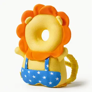 Baby Head Protector Backpack -Soft & Lightweight Pads - Prevents Bebes Backward Fall Lion Plush Stuffed