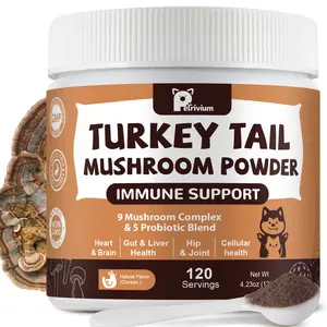 Petrivium Mushroom Supplement with Probiotics for Dogs & Cats, Turkey Tail Mushroom for Pets - Mushroom Powder for Immune Boost & Overall Health- Partner Guard for Dogs Lumps and Bumps