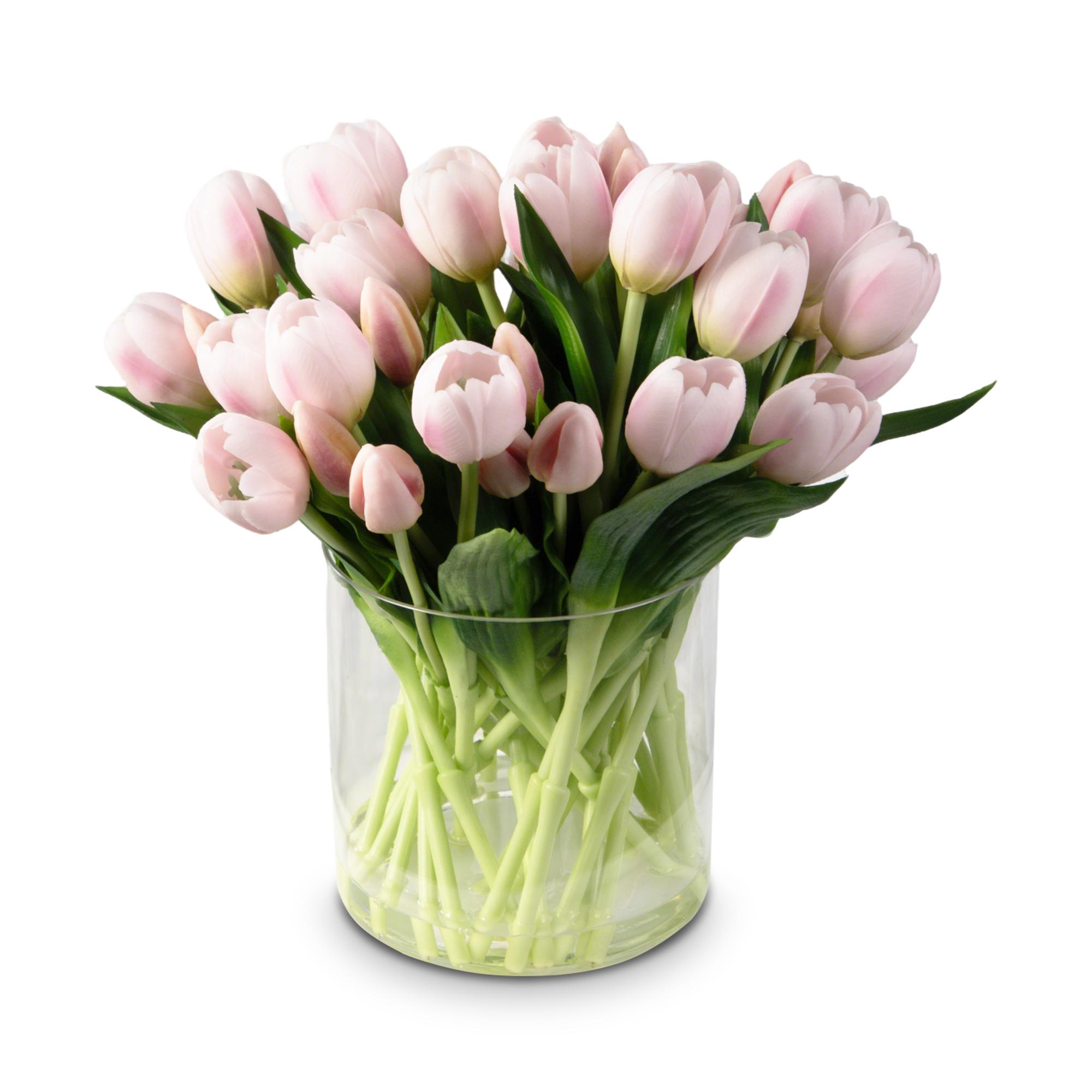 Porch decor,ennvaofficial 40 artificial tulips, realistic touch faux flowers for home decoration, artificial tulip bouquet, suitable for spring, Easter, Mother's Day, weddings, and restaurant table decoration (light pink)