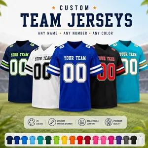 Custom Football Embroidered Jersey Personalized Team Men Women Youth Kid Uniform for Fan gifts Blue, white and black C49