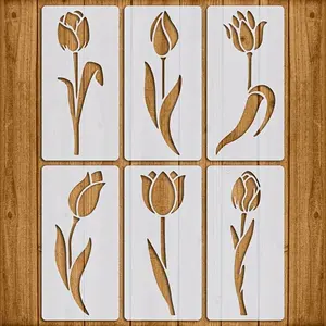Tulip Template Set for DIY Crafts, Reusable Painting Templates for Fabric and Canvas, Art Drawing Supplies, Perfect for Home Decor and Journals