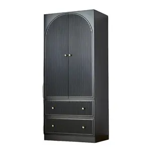 Giratree Large Capacity Freestanding Armoire Wardrobe, 2-Door & 2-Drawer with Hanging Rod, High-Quality Wood, Vacuum Forming/Arc-Edge Craft, for Bedroom/Office/Living Room, Organizes Clothes & Accessories