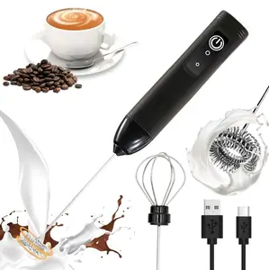 Milk Frother Wand Rechargeable Handheld Drink Mixer, USB-C Electric Whisk with Stainless Steel Whisk for Coffee, Lattes, Cappuccino, Matcha, Hot Chocolate&Creamer