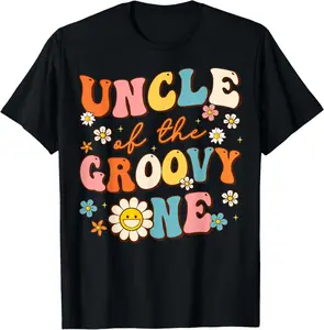 Uncle of The Groovy One 1st Birthday Pregnancy Announcement T-Shirt
