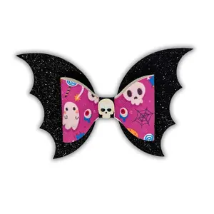 Glitter Bat Faux Leather Hair Bow for Girls - Fashion Hair Accessory