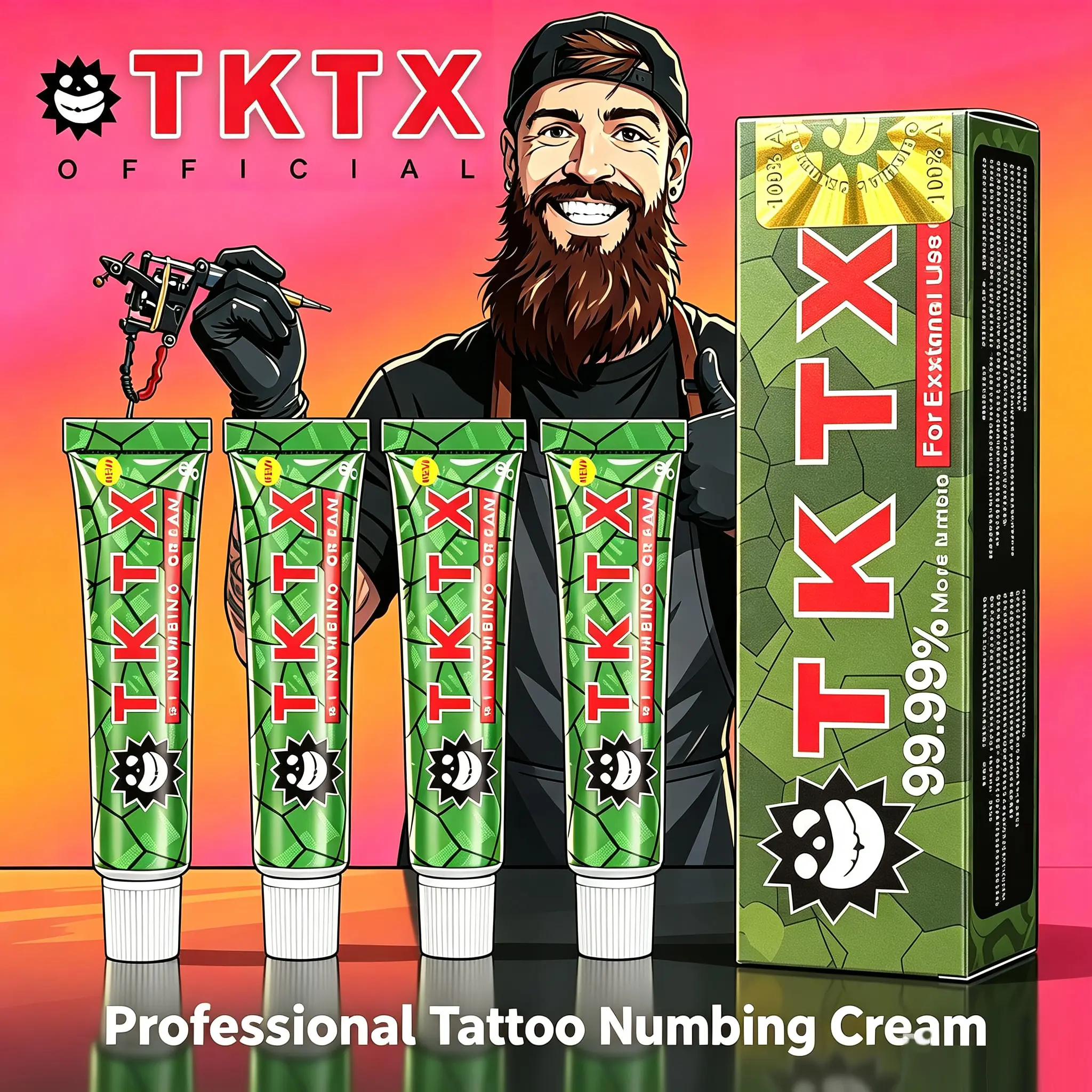 TKTX Green 99.99% Max Strength Numbing Cream, Long Lasting Topical Anesthetic Cream, Painless Cream for Tattoo, Piercing, Laser Hair Removal, Microblading & All Skin Procedures