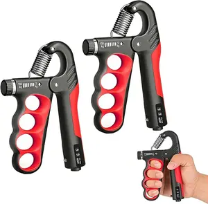 2 Pcs Grip Strength Trainer, Hand Grip Strengthener with Adjustable Resistance 11-220Lbs(5-100KG), Automatic Counter, Ergonomic Design, Forearm Strengthener for Musicians Athletes and Injury Recovery