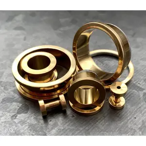 PAIR of Beautiful Gold Ion Plated 316L Steel Screw Fit Tunnels/Plugs - Gauges 16g (1.2mm) thru 1" (25mm)
