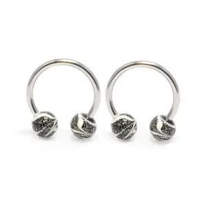 Surgical Steel Horseshoe Circular Barbell Ring 16 Gauge Swirl - 2 Pack