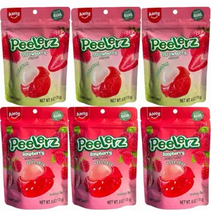 Peelerz 6-Pack Snack Bags - Strawberry and Raspberry Flavors, 3-6 oz Each Bag