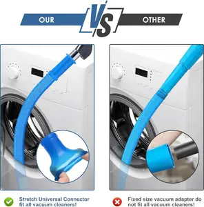 Dryer Vent Cleaner Attachment, Flexible Stretchable Vacuum Hose Tool for Lint Removal, Slim Compact Duster Kit for Dryer Duct & Tight Spaces, Universal Home Care Cleaning Accessory for Quick Lint Trap Deep Clean