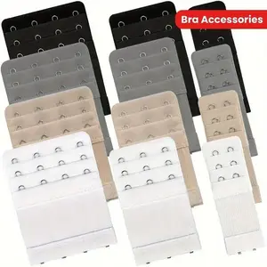 12 Elastic Bra Hooks, Bra Extenders, 2/3/4 Hooks, Bra Adjusters, Back Hooks, Bra Extension Hooks Adjustable Strap Skinny Womenswear