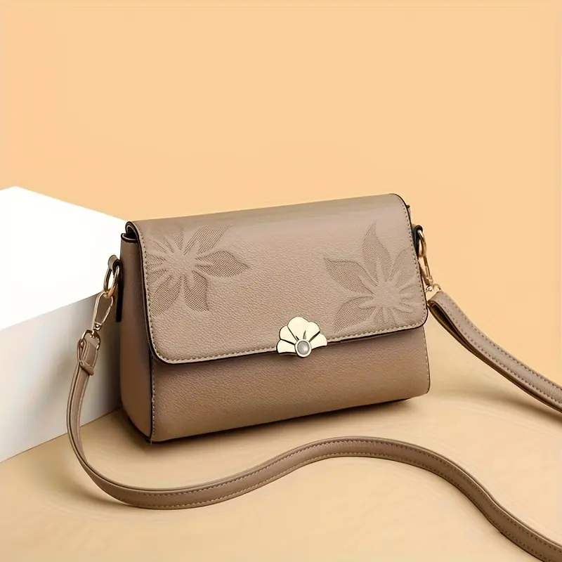 Vintage Floral Printed Flap Shoulder Bag Adjustable Strap Women's Daily Crossbody for Travel Shopping