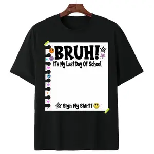 Y2K Inspired Notebook Frame, Playful Last Day Signable Keepsake T-Shirt, Student End-of-Year Celebration Phrase Design