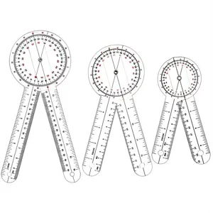 Protractor Set 3 Pieces 6/8/ 12inch Transparent Orthopedic Angle Ruler Plastic Protractor 360 Degree Transparent Protractor Physical Therapy Body Measurement Tape Measure Protractor Angle Ruler