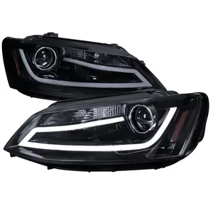 2011-2018 Volkswagen Jetta MK6 LED Bar Projector Headlights (Glossy Black Housing/Smoked Lens)