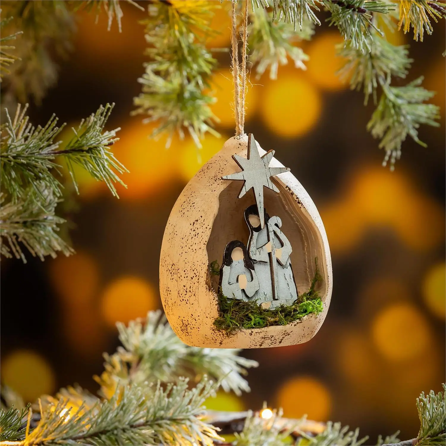 3.75 in Wooden Nativity Ornament